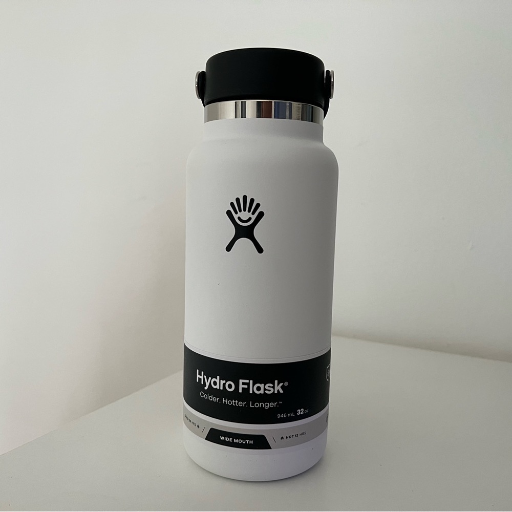 32oz Hydro Flask Wide Mouth Water Bottle White
